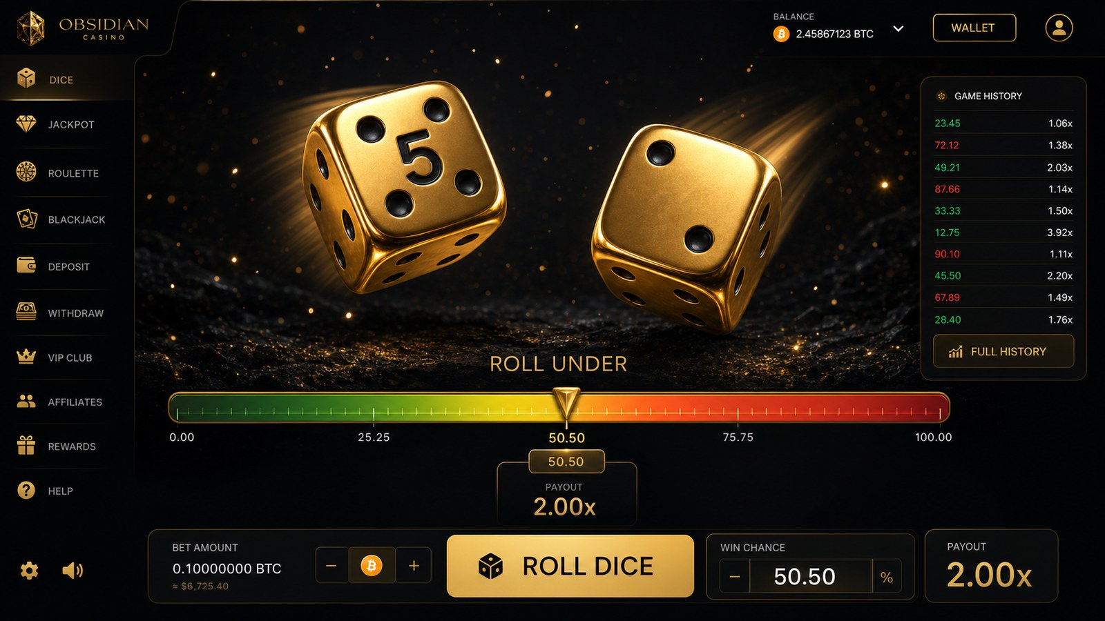 Shuffle Dice roll-under game