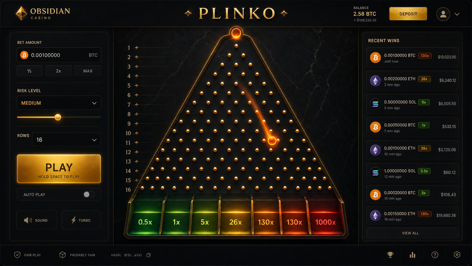 Shuffle Plinko pegboard game